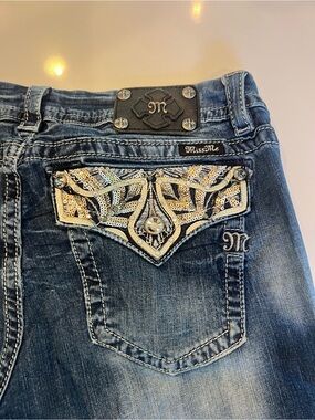 Miss Me Blue Bootcut Jeans with Sequin Embellished Flap